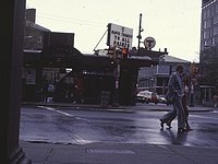 Station headhouse as seen in 1976; by this point the "T" signage was in use.