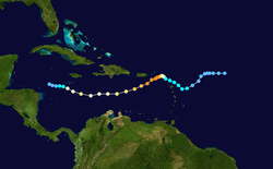 Parcours de l'ouragan Lenny