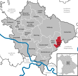 Läget för Lupburg i Landkreis Neumarkt in der Oberpfalz