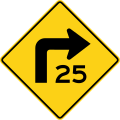 United States (integrated into curve warning sign)