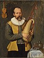 17th-century English musician wearing a buff waistcoat
