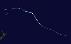 Trajectoire du cyclone Oli.