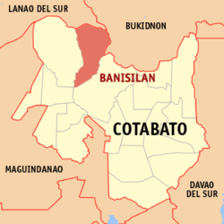 Map of Cotabato with Banisilan highlighted