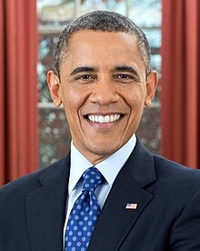 Obama gestures from the podium while campaigning. The front of the podium has a sign that reads "Change We Need" with WWW. BARACKOBAMA. COM below and his campaign logo above.