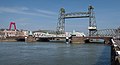 Rotterdam, bridge (de Koninginnebrug) and former vertical-lift bridge for trains (the Hef)