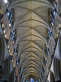 A rectangular four-part vault over a single bay in Salisbury Cathedral (1220–1258)