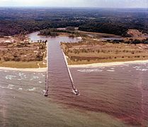 Aerial view looking east