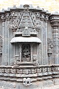Shrine wall relief, molding frieze and miniature decorative tower in Mallikarjuna Temple at Kuruvatti.