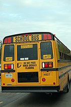Ontario school bus equipped with an all-red eight-lamp warning light system.
