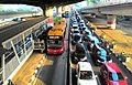 Rapid transit of Transjakarta in Jakarta, separated from heavy traffic