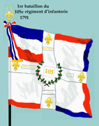 Drapeau du 1er bataillon du 105e régiment d'infanterie de ligne de 1791 à 1793
