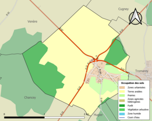 Carte en couleurs présentant l'occupation des sols.