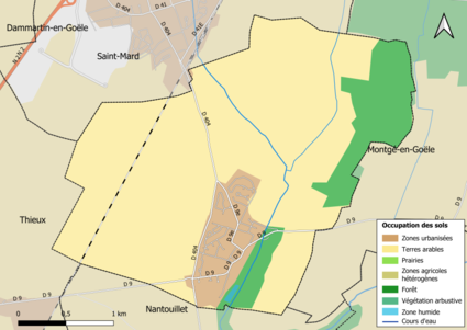 Carte des infrastructures et de l'occupation des sols en 2018 (CLC) de la commune.