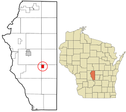 Location in Adams County and the state of Wisconsin.