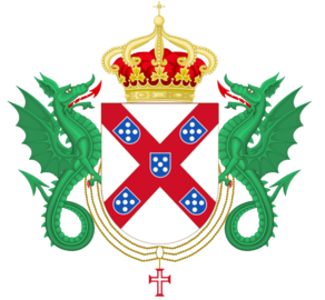 Wyverns as supporters in the coat of arms of the Portuguese House of Braganza