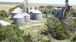 Skyview of grain bins in Croft (2024)