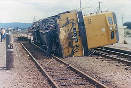 Toppled over DC class locomotive
