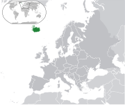 Map showing Iceland in Europe