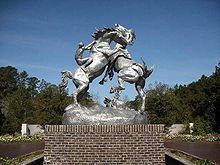 Fighting Stallions, 1950, aluminum, entrance to Brookgreen Gardens, Murrells Inlet, South Carolina