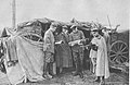 German officers and troops manning a wireless field telegraph station during World War I