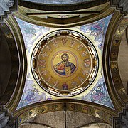 The Christ Pantocrator mosaic inside the catholicon dome