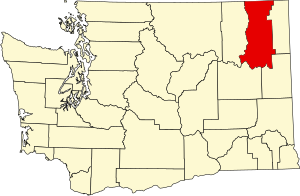 Map of Washington highlighting Stevens County