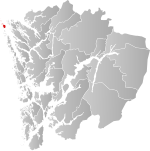 Mapa do condado de Hordaland com Fedje em destaque.