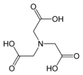 NTA is a commercially important tripodal ligand. Its three carboxylic acid groups undergo deprotonation upon complexation.