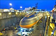 USS Ohio undergoing conversion to a cruise missile submarine in 2004