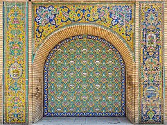 A picture of the Qashani wall tiles of Shams-ol-Emareh mansion in Golestan Palace