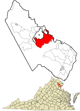 Location in Prince William County and the state of Virginia.