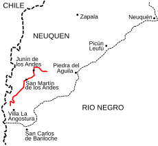 Portion de la RN 40 entre Junín de los Andes et Villa La Angostura en province de Neuquén y compris la Route des Sept Lacs.