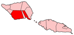 Map of Samoa showing Palauli district