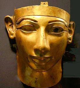 Sheshonq II, pharaon libyen obscur de la XXIIe dynastie. Masque funéraire. Or. Nécropole royale de Tanis. Musée égyptien du Caire