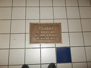 The Shore Mall Time Capsule. Buried in 1974 and un-earthed on January 28, 2013 due to the demolition of part of the mall. The plaque and content are currently in the hands of Greater Egg Harbor Township Historical Society.