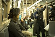 Passengers in Mexico City wearing face masks in an attempt to prevent infection