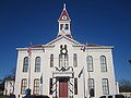 At the center of downtown Floresville, the Wilson County Courthouse is decorated at Christmas time, 2009.