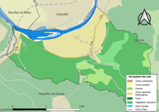 Carte en couleurs présentant l'occupation des sols.