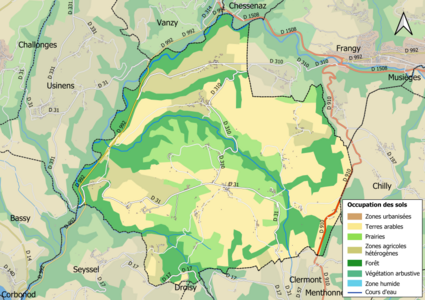 Carte en couleurs présentant l'occupation des sols.