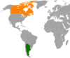 Location map for Argentina and Canada.