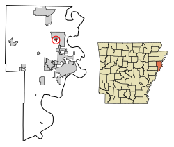 Location of Jericho in Crittenden County, Arkansas.