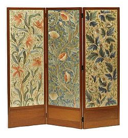 Embroidered screen, designed Dearle, between 1885-1910