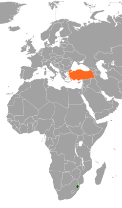 Haritada gösterilen yerlerde Eswatini ve Turkey