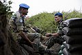 NKB commander, Brigadier General C B Ponnappa and FC Gen. Santos Cruz in the trenches of Munigi hill, 22 August 2013