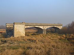 Ruins of bridge destroyed in 1945