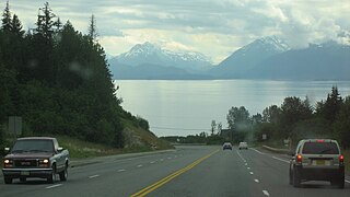 The Sterling Highway, westbound near Homer, is part of A-3.