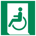 E026 – Emergency exit for people unable to walk or with walking impairment (left)