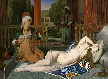 Harem scene, Odalisque with Slave, by Dominique Ingres