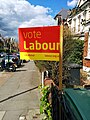 A stakeboard showing support for Labour during the 2015 general election campaign, in the constituency of Hornsey & Wood Green