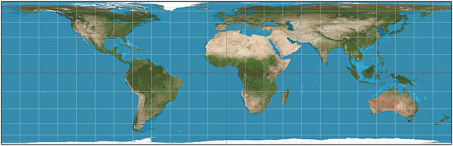 Lambert cylindrical equal-area projection, by Strebe